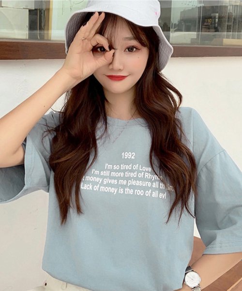 セール カジュアル プリント ｔシャツ レディース 半袖 ロゴｔシャツ シンプル カットソー ラウンドネック トップス コットン ミニミニストア Miniministore Magaseek