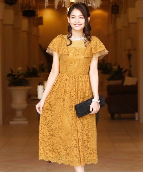 ラッフルスリーブレース ロングスカート 結婚式ワンピース 二次会 謝恩会 セレモニー大きいサイズ対応フォーマルパーティードレス プールヴー Pourvous Magaseek ラッフルスリーブレース ロングスカート 結婚式ワンピース 二次会 謝恩会 セレモニー大きいサイズ対応フォーマルパーティードレス プールヴー Pourvous Magaseek