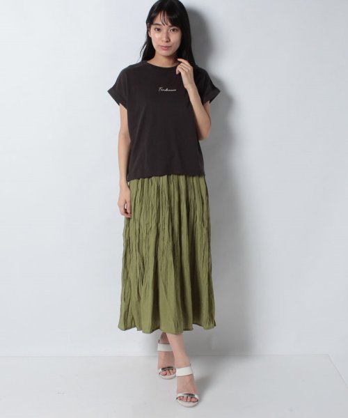 OLIVE des OLIVE(オリーブデオリーブ)/Tシャツ×ワンピセット/チャコールグレー