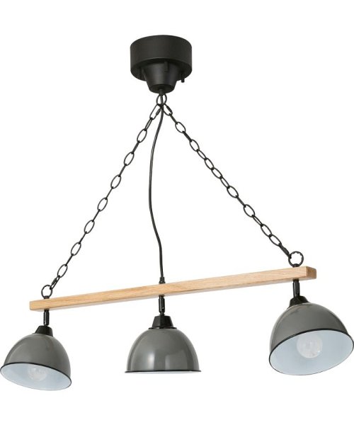 BRID(ブリッド)/GENDER WOOD ROD 3BULB PENDANT LAMP （電球あり）/グレー