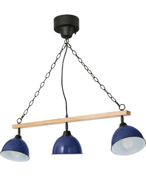 BRID(ブリッド)/GENDER WOOD ROD 3BULB PENDANT LAMP （電球あり）/ネイビー