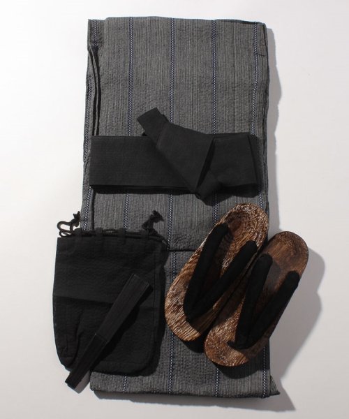 STYLEBLOCK(スタイルブロック)/シジラ織り浴衣5点セット(浴衣、帯、巾着袋、下駄、扇子)/E