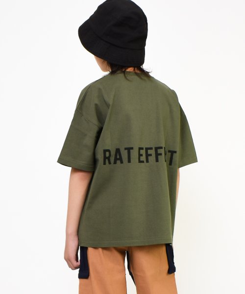 RAT EFFECT(ラット エフェクト)/バックプリントスーパービッグTシャツ/カーキ