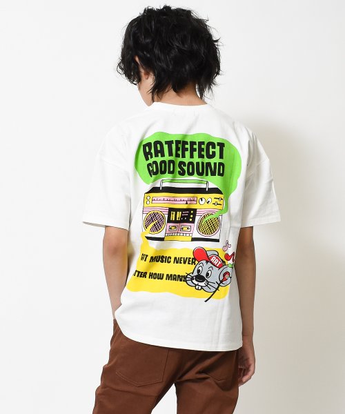 RAT EFFECT(ラット エフェクト)/ネズミ＆ラジカセBIGTシャツ/オフホワイト