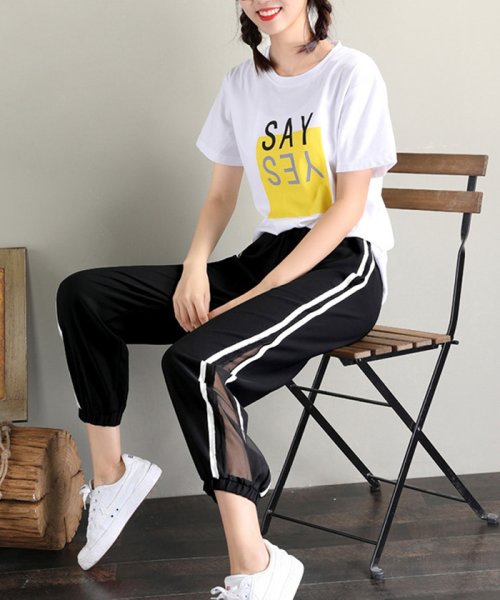 セール サイドライン パンツ レディース ジャージパンツ ウエストゴム ヨガパンツ カジュアル 黒 ジョガーパンツ リラックス ミニミニストア Miniministore Magaseek