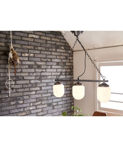 BRID(ブリッド)/COARSE MILK GLASS LAMP 3 BULB PENDANT LAMP （電球あり）/シルバー系