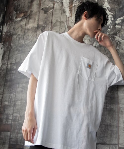 Carhartt(カーハート)/【carhartt(カーハート)】 ビッグシルエット ポケット半袖 Tシャツ/ホワイト