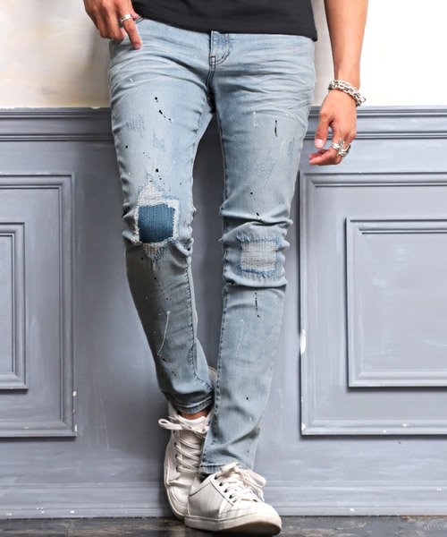 ペイント加工デニムパンツ デニムパンツ メンズ スキニー ダメージ加工 ペイント加工 ラグスタイル Luxstyle Magaseek ペイント加工デニムパンツ デニムパンツ メンズ スキニー ダメージ加工 ペイント加工 ラグスタイル Luxstyle Magaseek