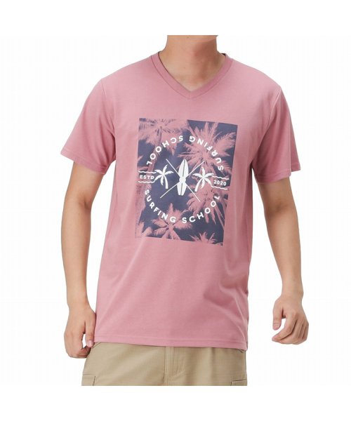 MAC HOUSE(men)(マックハウス（メンズ）)/T－GRAPHICS ティーグラフィックス サーフ半袖Tシャツ EJ203－MC222/ピンク