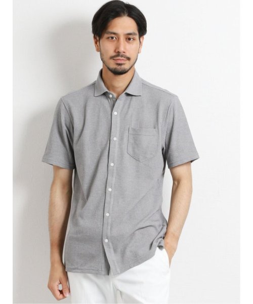 TAKA-Q(タカキュー)/MVSリンクスチェック 半袖カットシャツ/グレー