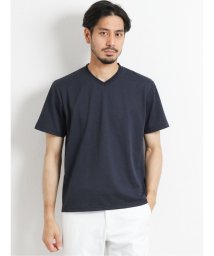 TAKA-Q(タカキュー)/クールマックス/COOLMAX　変形鹿の子Vネック半袖Tシャツ/ネイビー