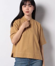 STYLEBLOCK(スタイルブロック（レディース）)/天竺ハイネックビッグシルエットサイドスリット半袖Tシャツカットソー/ベージュ