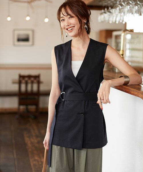 セール ナノ ユニバース Nano Universe Formal Jersey ベルト付きジレ Magaseek