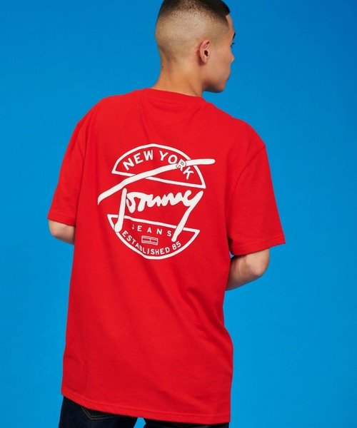 TOMMY JEANS(トミージーンズ)/バックロゴTシャツ/レッド系