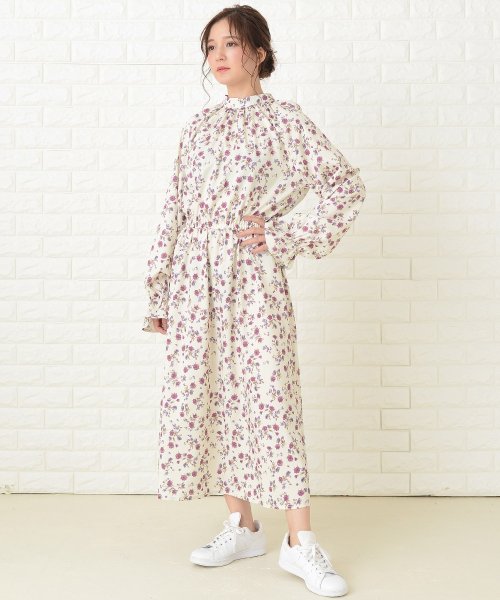 フラワープリント ゆったり ハイネック ロングワンピース レースレディース Lace Ladies Magaseek フラワープリント ゆったり ハイネック ロングワンピース レースレディース Lace Ladies Magaseek