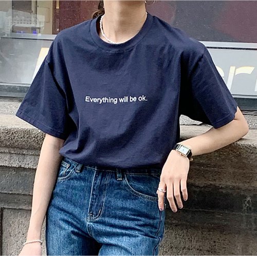 セール Tシャツ レディーストップス 半袖 カットソー 韓国ファッション 体型カバー 英字ロゴ カジュアル ミニミニストア Miniministore Magaseek