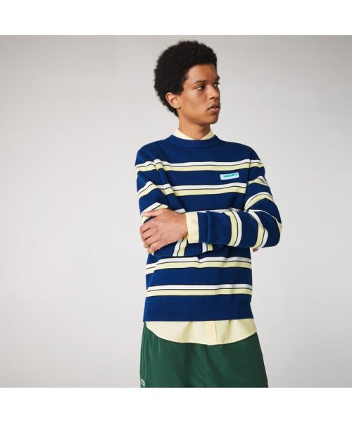 LACOSTELIVE MENS(ラコステライブ　メンズ)/LACOSTE L!VEボーダーコットンニットセーター/ネイビー