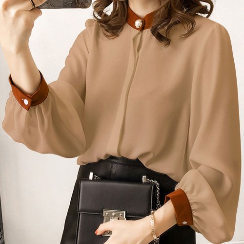 セール シフォンブラウス おしゃれ シフォン 切り替えシャツブラウス レディース アミュレット Amulet Magaseek