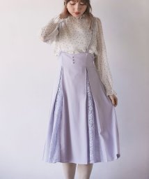 tocco closet(トッコクローゼット)/くるみボタン付きフラワーレース切替ジャンパースカート/ICEGRAY