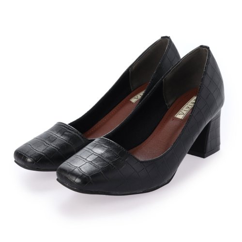 エキゾチック素材スクエアトゥチャンキーヒールプレーンパンプス ヴィヴィアン Vivian Magaseek