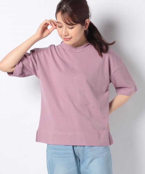 STYLEBLOCK(スタイルブロック（レディース）)/天竺ハイネックビッグシルエットサイドスリット半袖Tシャツカットソー/ラベンダー