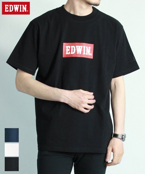 EDWIN(EDWIN)/【EDWIN】 エドウィン ボックスロゴ　半袖 Tシャツ　デニム/ピュアブラック