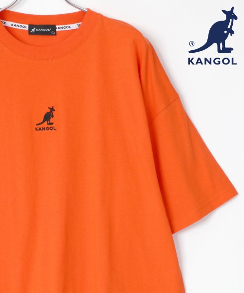 LAZAR(ラザル)/【Lazar】KANGOL/カンゴール × Lazar 【別注】 ビッグシルエット ミニロゴ刺繍 Tシャツ/ ビッグT/オレンジ