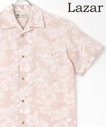 LAZAR(ラザル)/【Lazar】総柄 コットン アロハシャツ/ オープンカラーシャツ/ 開襟シャツ/アートプリントシャツ/ライトピンク