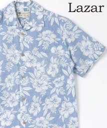 LAZAR(ラザル)/【Lazar】総柄 コットン アロハシャツ/ オープンカラーシャツ/ 開襟シャツ/アートプリントシャツ/ライトブルー