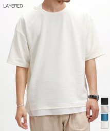 Amerikaya(Amerikaya)/【アメリカ屋】ジャガード フェイクレイヤード 半袖 Tシャツ/オフホワイト