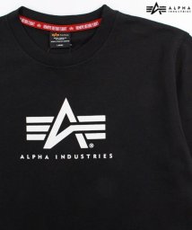ALPHA INDUSTRIES(アルファインダストリーズ)/【ALPHA】 アルファ Aマーク　ロゴプリント ミリタリー 半袖 Tシャツ/ブラック