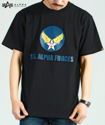 ALPHA INDUSTRIES(アルファインダストリーズ)/【ALPHA】 アルファ ウィング ミリタリー 半袖 Tシャツ/ブラック
