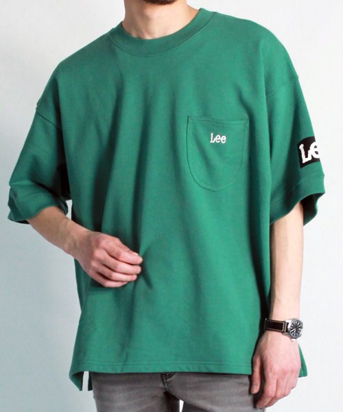 Lee(Lee)/【LEE】【別注】 リー ポケット付き スウェット プリント 半袖 Tシャツ ユニセックス/グリーン