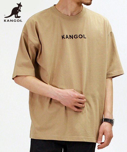 KANGOL(KANGOL)/【ＫＡＮＧＯＬ】 カンゴール オーバーサイズ 胸＆裾刺繍 半袖 Tシャツ ユニセックス/ベージュ