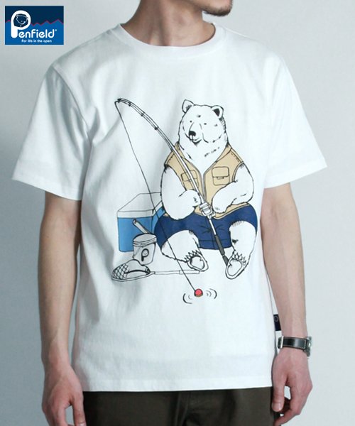 PENFIELD(PENFIELD)/【ＰＥＮＦＩＥＬＤ】 ペンフィールド クマ フィッシング 半袖 Tシャツ ユニセックス/ホワイト