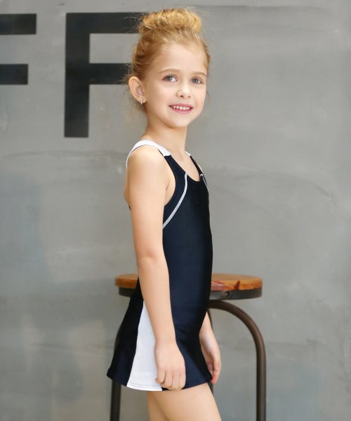 キッズ バイカラーライン ワンピース水着 オシャレボ Osyarevo Magaseek