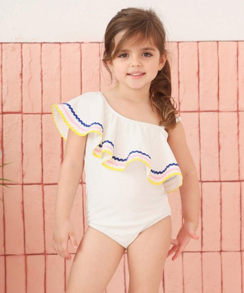 キッズ ワンショルダー フリルワンピース水着 オシャレボ Osyarevo Magaseek
