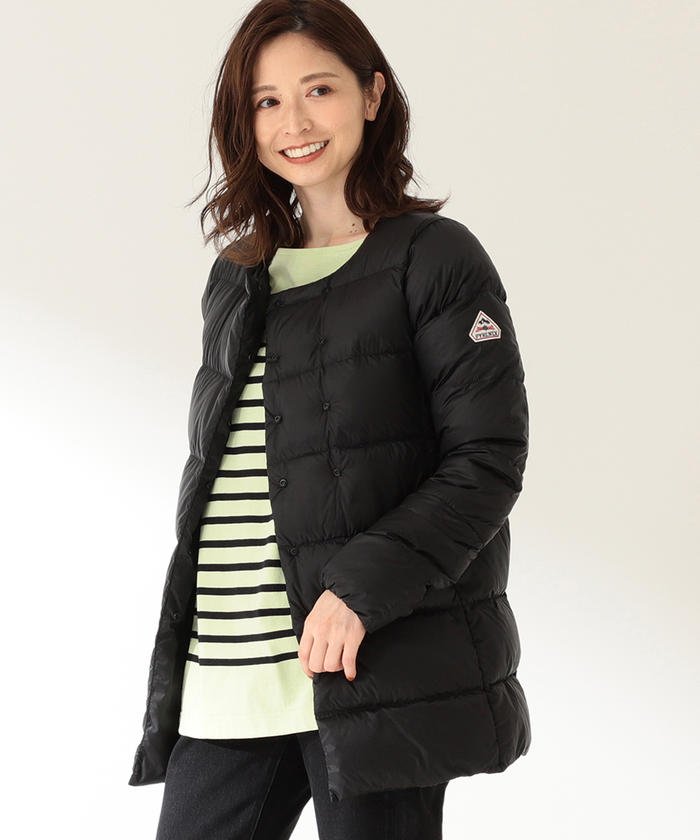 ＜マガシーク＞ ビームス ウィメン ●PYRENEX / COCOON ノーカラーダウンコート レディース BLACK 38 BEAMS WOMEN】