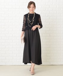 Lace Ladies(レースレディース)/七分袖レース袖ロング丈フィッシュテールワンピース・ドレス/ブラック