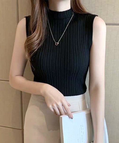 ハイネック リブ ニット タンクトップ プリマゼル Primazel Magaseek