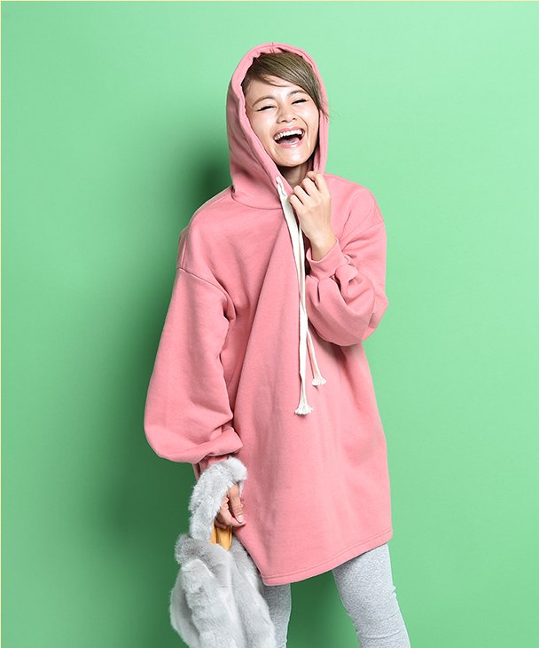 マタニティ ワンピース 冬 春秋 バルーンスリーブ起毛パーカーワンピース あったか裏起毛素材 全3色 黒 ベージュ ピンク 長袖 スウェット 大きいサ チョコア Chocoa Magaseek