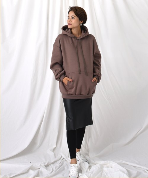 裏起毛フーディー マタニティ服 産後 マタニティトップス アウター フーディー パーカー ビッグシルエット裏起毛 妊婦 産前産後 秋冬春 チョコア Chocoa Magaseek