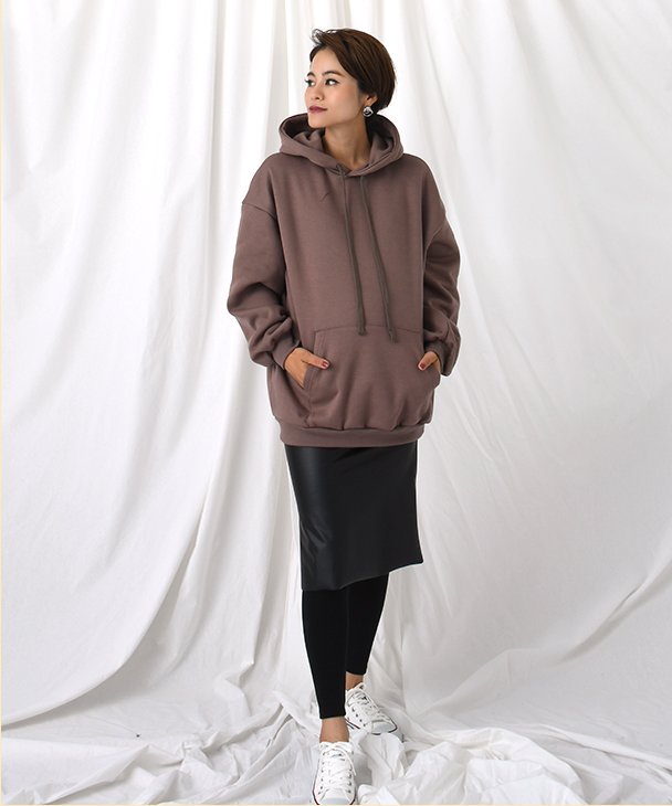 裏起毛フーディー マタニティ服 産後 マタニティトップス アウター フーディー パーカー ビッグシルエット裏起毛 妊婦 産前産後 秋冬春 チョコア Chocoa Magaseek
