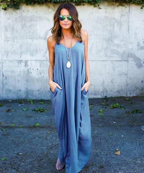 キャミワンピース レディース ロングワンピース Vネック 夏ワンピース 体型カバー マキシ丈ワンピース ノースリーブ ミニミニストア Miniministore Magaseek