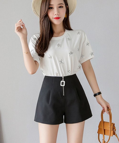 セール シフォン ショートパンツ レディース ハイウエスト ホットパンツ タック入り ワイドパンツ キュロット 美脚ショーパン ゆったり ミニミニストア Miniministore Magaseek