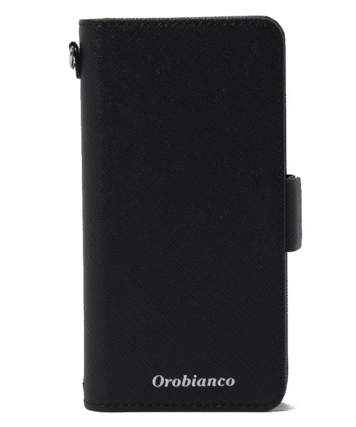 Orobianco（Smartphonecase）(オロビアンコ（スマホケース）)/“サフィアーノ調“PU Leather Book Type Case【iPhoneSE(第2世代)/8/7 ケース】/BLACK