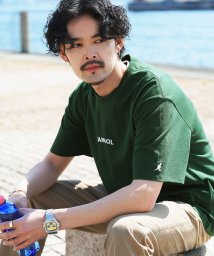 JIGGYS SHOP(ジギーズショップ)/KANGOL(カンゴール)刺繍ロゴTシャツ / Tシャツ クルーネック メンズ ブランド 半袖 半袖Tシャツ ティーシャツ 刺繍/ダークグリーン