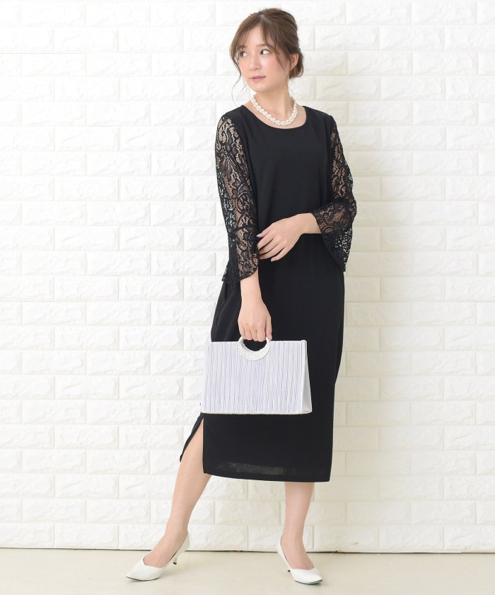 フレアレース長袖フォーマルロングワンピース ドレス レースレディース Lace Ladies Magaseek