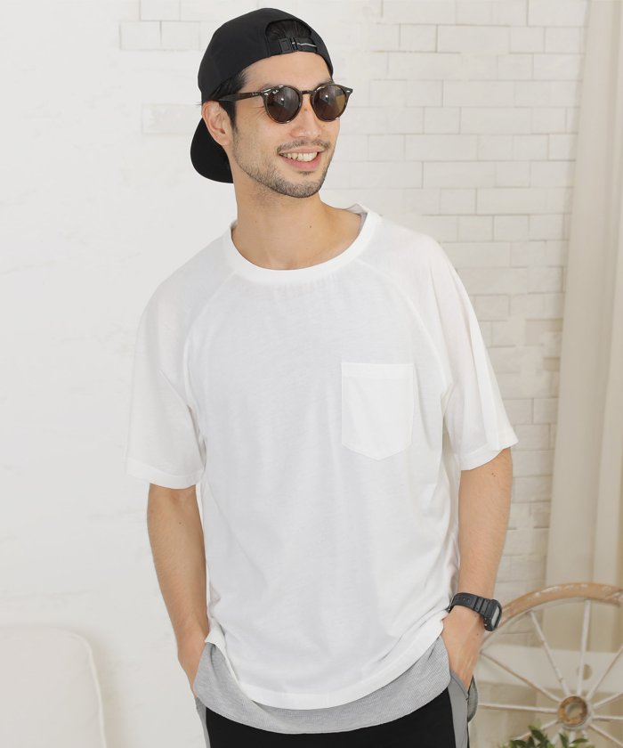 裾ラウンドbigラグランtシャツ ワッフルタンクアンサンブル Tシャツ タンクトップ メンズ タンク ティーシャツ 半袖 クルーネック アンサンブル セット ジギーズショップ Jiggys Shop Magaseek