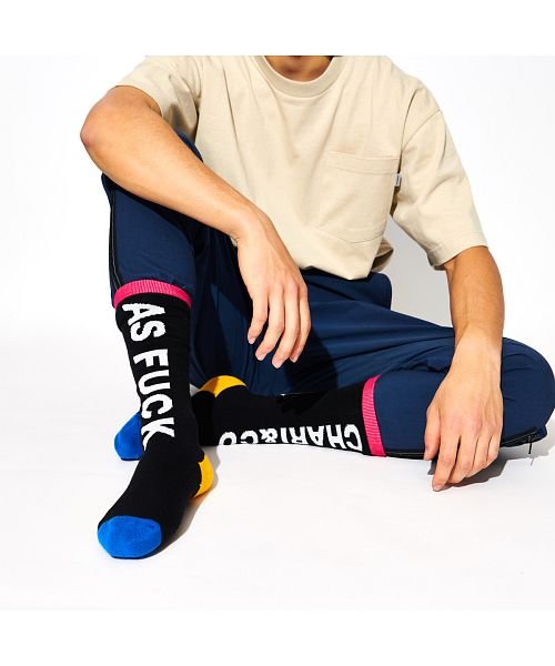 Chari Co チャリアンドコー 靴下 ソックス ハイソックス メンズ Af Knee High Socks ブラック ホワイト 黒 白 チャリアンドコー Chari Co Magaseek